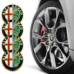   3D autó Alfa Romeo arany felniközép kupak matrica (4 db) 56 mm, alumínium