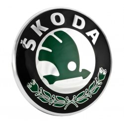   3D autó Skoda fekete-zöld felniközép kupak matrica (4 db) 56 mm alumínium