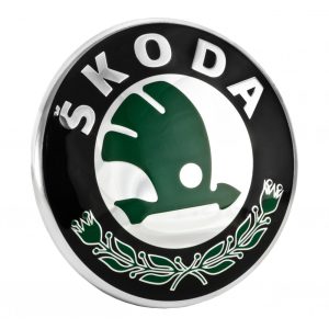 3D autó Skoda fekete-zöld felniközép kupak matrica (4 db) 60 mm alumínium