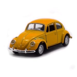 Retro autómodell 1:36 Volkswagen Beetle lendkerekes sárga