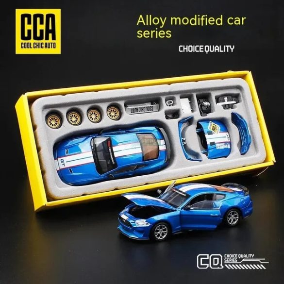 CCA autómodell 1:42 tuningolható Ford Mustang GT 2018 licenses, gyüjtőknek - kék